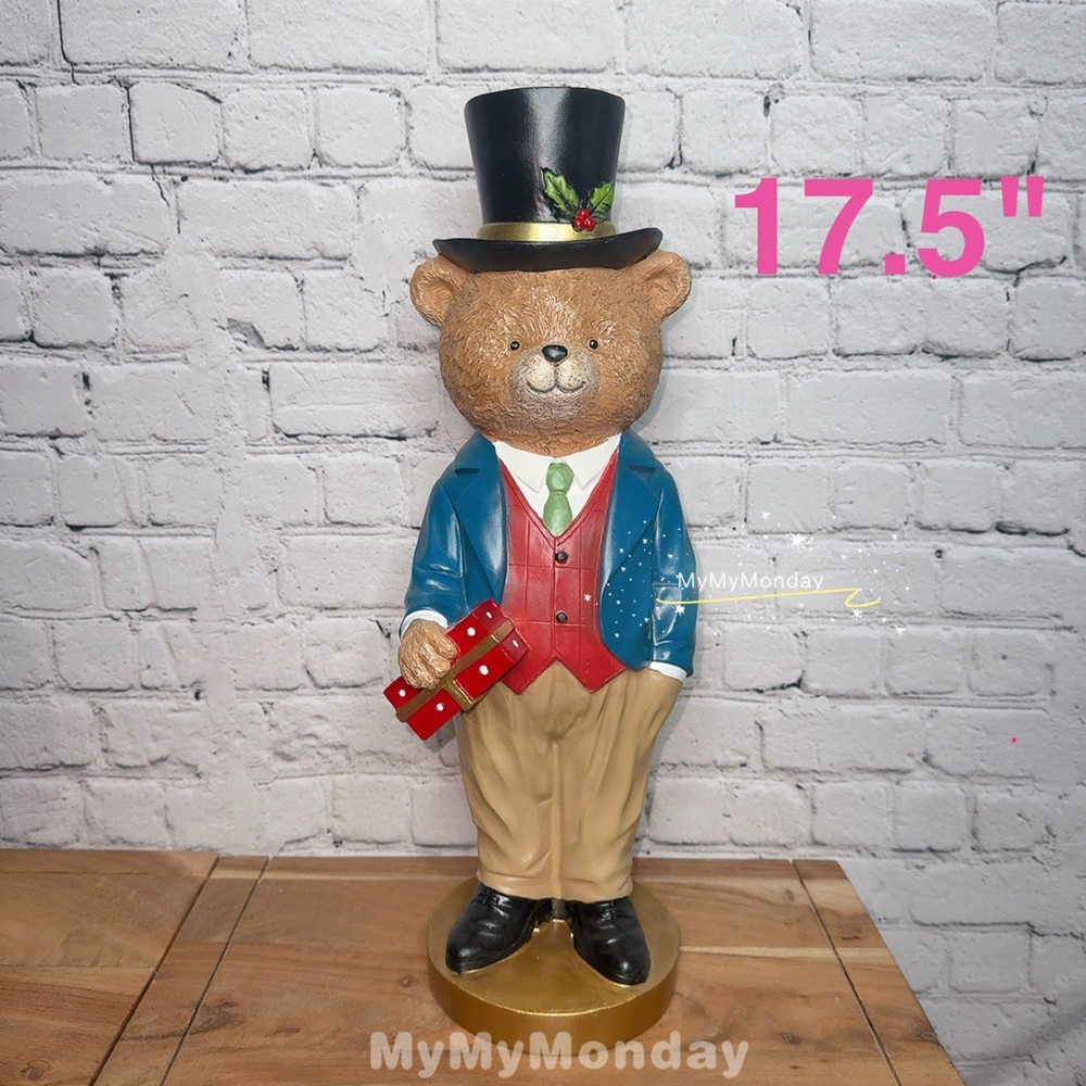 Ralph Lauren Inspired Teddy Bear Figurine with Top Hat